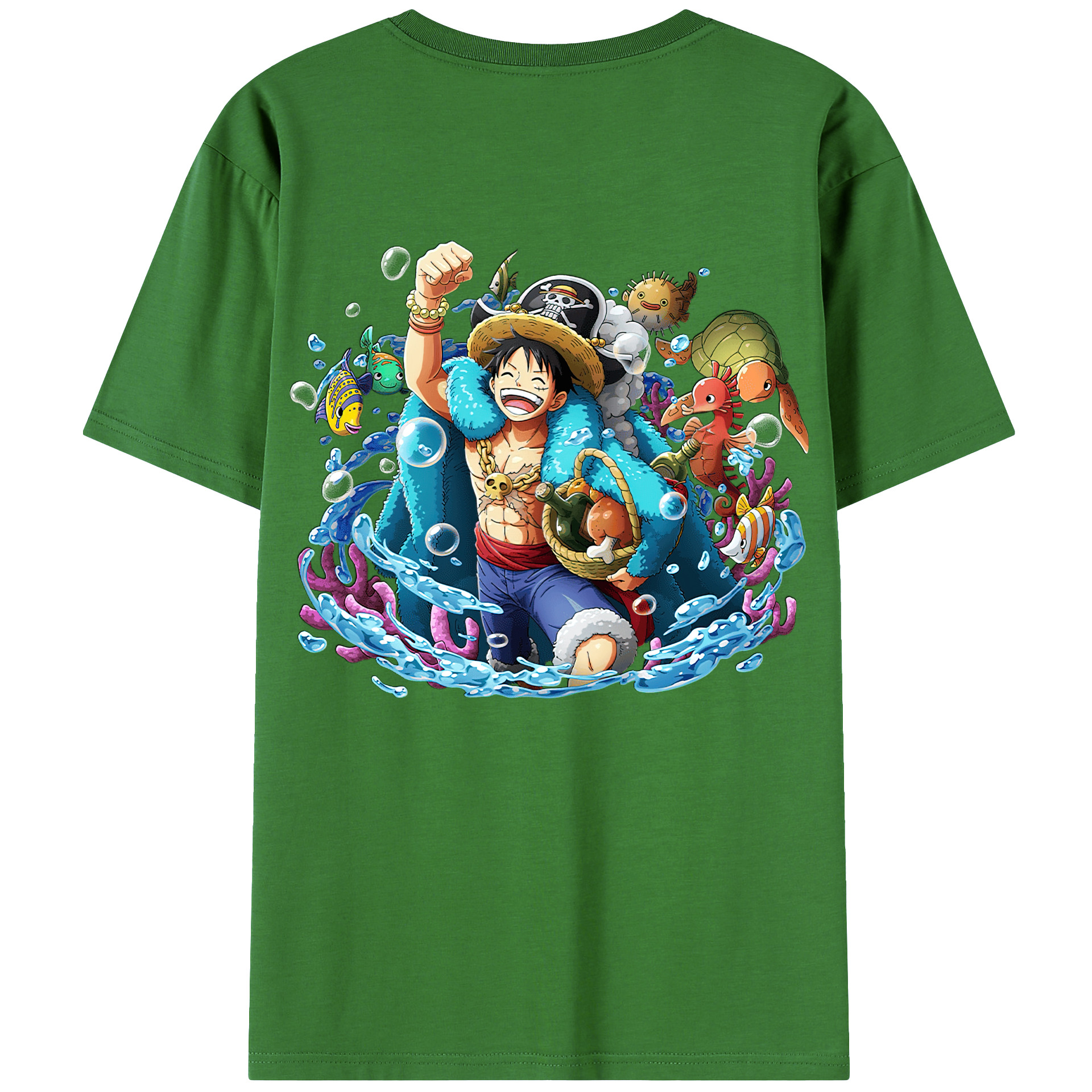 ワンピース モンキー・D・ルフィ ONE PIECE Monkey D. Luffy レディース半袖Tシャツ(バックプリント)